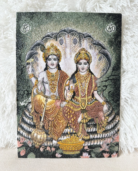 Crushed Gems in Art                         ~Lord Vishnu and Goddess Lakshmi~
