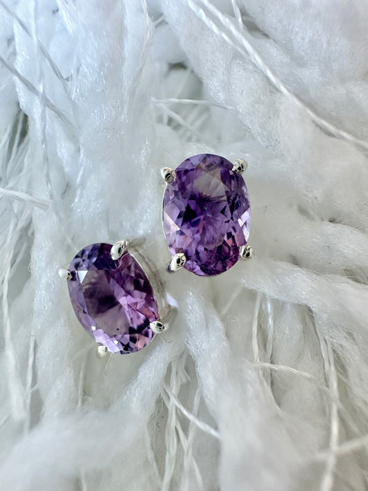 ~RESERVED~ Natural Amethyst Studs | Sterling Silver