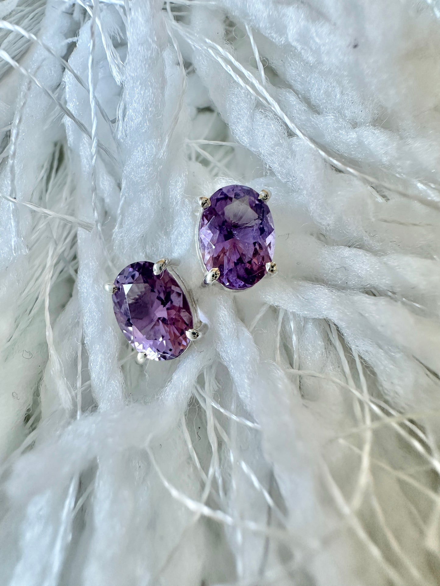 ~RESERVED~ Natural Amethyst Studs | Sterling Silver